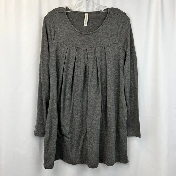 Zenana Premium Womens Gray Knitted Round Neck Pullover Sweater Tunic Top Size S - Picture 1 of 8